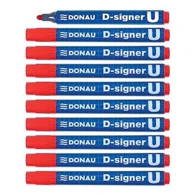 Abbildung von DONAU 7371001 04PL D Signer U Permanentmarker / 10 Stück/Rot/Rundspitz 2 4mm (Strich) Permanent Marker/Ungiftig/Wasserfest/auf Alkoholbasis