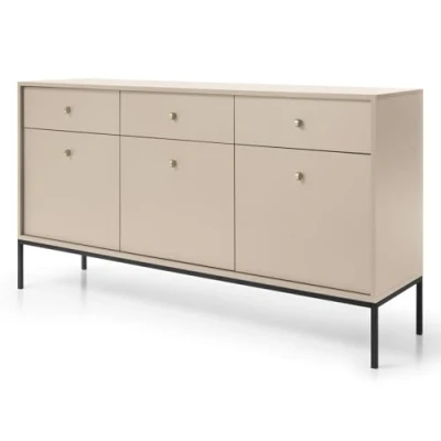 Abbildung von Selsey Monne Sideboard Kommode 3 türig mit Schubladen, Beige im Vintage Look