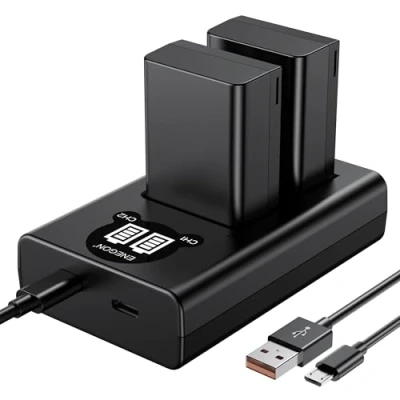 Abbildung von ENEGON 2 Packs EN EL25 EL25A 1600mAh Akku, Smart LED Dual Charger Kit für Nikon Z Serie, Z50, Z30, 50, 30, FC, EL25, EL25A, 4241 und MH 32 Digitalkamera