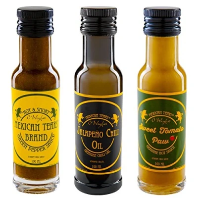Abbildung von Mexican Tears® 3er Pack scharfe Sauce &amp; Chiliöl aus Chili Meersalz, perfekt als Grill Zubehör für BBQ Sauce, Pulled Pork zum Aufpeppen von Magic Dust [3x100ml Sauce]