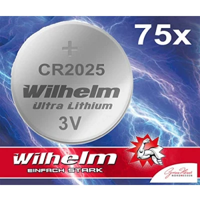 Abbildung von 75 x Knopfzelle CR2025 Wilhelm Batterie Lithium 3V CR 2025 Industrieware…