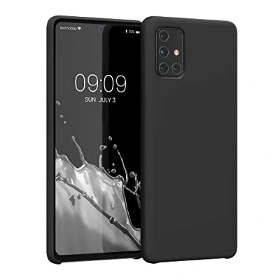 Abbildung von kwmobile Hülle kompatibel mit Samsung Galaxy A71 Silikon Handy Case Handyhülle weiche Oberfläche kabelloses Laden Schwarz