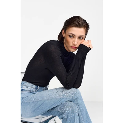 Abbildung von Rich &amp; Royal MIT Stehkragen Strickpullover, Damen, Größe: 40, Black