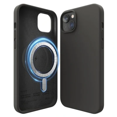 Abbildung von elago Magnetische Silikonhülle Kompatibel mit iPhone 14 Plus Hülle (6.7&quot;), MagSafe Alles Zubehör, Eingebaute Magnete, Premium Flüssigsilikon, Schutzhülle (Schwarz)
