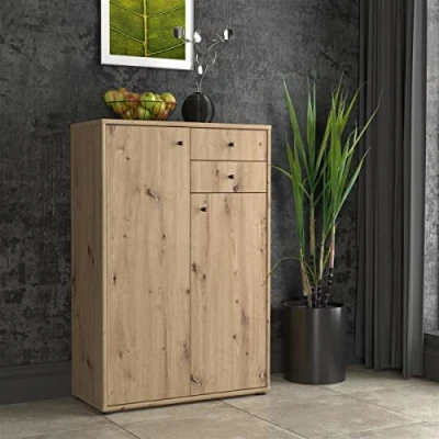 Abbildung von möbelando Kommode Holzschrank Standschrank Anrichte Beistellschrank Schrank Tembi II Artisan Eiche