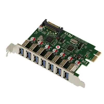 Abbildung von KALEA INFORMATIQUE PCI Express PCIe zu USB 3.0 Controller Karte 7 horizontale USB3 A Ports mit Via VLI VL805 Chipsatz.