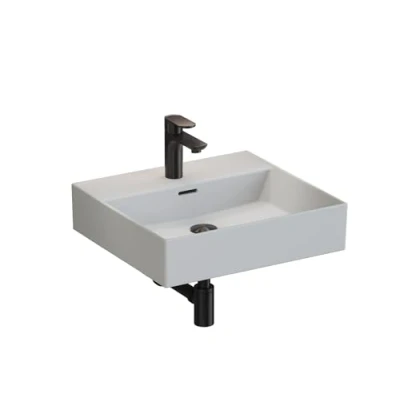Abbildung von Aqua Bagno Waschbecken Aufsatzwaschbecken wandhängend 50cm weiß Keramik Gästebad