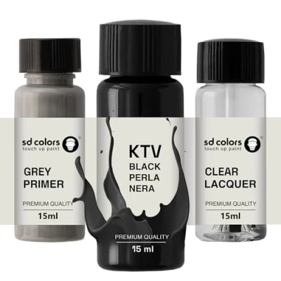 Abbildung von SD COLORS Black Perla Nera KTV Ausbesserungslack, 15 ML, Reparatur Pinsel, Farbcode (Farbe + Grundierung Lack)