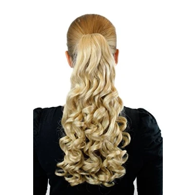Abbildung von Haarteil Zopf Hellblond ca. 45cm Locken Butterfly Clip Extension XF 0070 24B