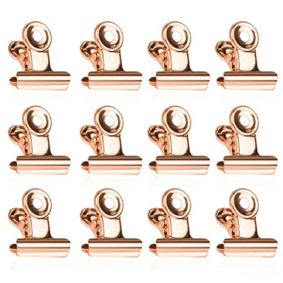 Abbildung von Kleine Bulldogge Büroklammern, 50 Stück Briefklemmer Metall, 22mm Scharnier Papier Clips, Roségold Multi function Binder Clips Klammern für Fotos, Home Office Supplies (Roségold)