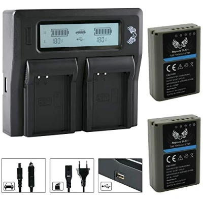 Abbildung von 2X SK Akku Olympus BLN 1 1140mAh + LCD Dual Doppel Ladegerät für OM D E M1 M5 Mark II/Pen P5 Pen F PS
