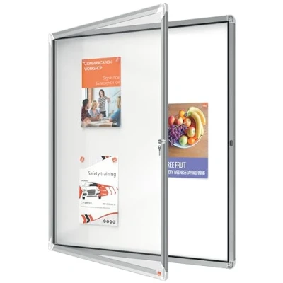Abbildung von Nobo abschließbarer Schaukasten mit magnetischer Notiztafel, Ideal für den Außenbereich, 12 x A4, Premium Plus, Weiß, 1902581