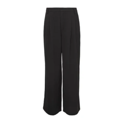 Abbildung von QS Bundfalten MIT Weitem BEIN Stoffhose, Damen, Größe: 32x30, Schwarz