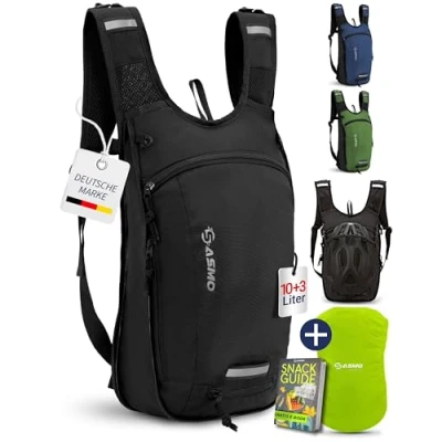 Abbildung von SASMO® Fahrradrucksack 10+3l mit Thermofach &amp; Helmnetz MTB Rucksack Fahrrad inkl. Regenschutz Trinkrucksack für Herren Damen