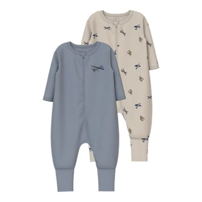 Abbildung von Name it Nbmnightsuit ZIP Airplane 2 PACK Pyjama für Kinder, Größe: 56, Peyote/tradewinds