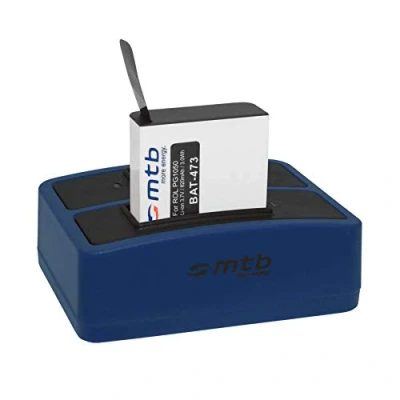 Abbildung von Ersatz Akku + Dual Ladegerät (USB) für Rollei Actioncam 430 (4k Full HD WiFi) inkl. Micro USB Kabel