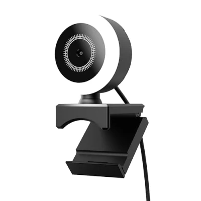 Abbildung von Mobility Lab ML301310 kabelgebundene USB Webcam Full HD, Keine Universalschraube, integriertes Mikrofon, Verstellbarer LED Ring, Plug and Play, MacOS und Windows Kompatibilität