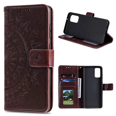 Abbildung von CoverKingz Schutzhülle kompatibel mit Huawei P smart 2021 Handycover Kartenfach Schutztasche Wallet Flip Case klappbar Motiv Mandala Braun