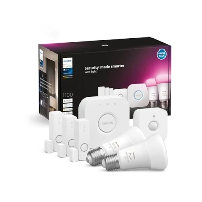 Abbildung von Philips Hue Secure Starterpaket E27 White Ambiance Doppelpack + Sensoren