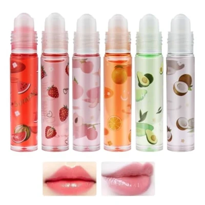 Abbildung von KUIRUNRX® Roll On Glitter Lipgloss,Farblos Lipgloss Durchsichtig, Glitzer Aufrollen, Lip Gloss Obst Geschmack Feuchtigkeitsspendende Lippenstifte für trockene Lippen (Fruity, 6pcs)