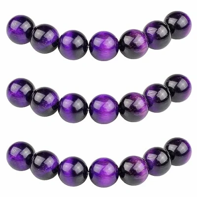 Abbildung von MJDCB Perlen zum Auffädeln 8mm 45 stück Lila Tigerauge Halbedelsteine mit Loch Natürliche Lose Runde Steinperlen für Herstellung Schmuck Armbänder Halsketten