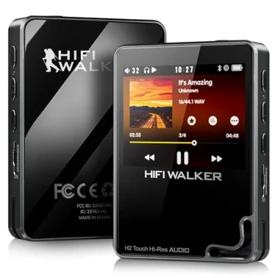 Abbildung von HiFi WALKER H2 Touch MP3 Player Bluetooth mit 2,4 Zoll Touchscreen, DSD DAC Verlustfreier Sound, Tragbarer Audioplayer E Book und Aufnahmefunktion, 64GB Speicherkarte, erweiterbar auf 512GB
