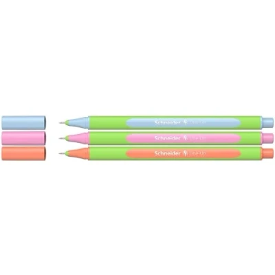 Abbildung von Schneider Line Up Pastell Fineliner (Strichstärke 0,4 mm, aus biobasiertem Kunststoff, ausgezeichnet mit Der blaue Engel) 3 Stück, sortiert