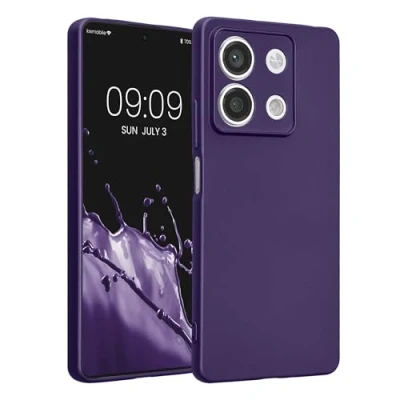 Abbildung von kwmobile Handyhülle kompatibel mit Xiaomi Redmi Note 13 5G Hülle weiche Silikon Case metallisch schimmernd in Metallic Blauviolett