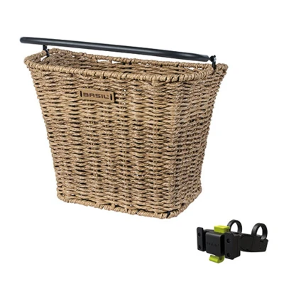 Abbildung von Fahrradkorb Für Vorne Basil Bremen Rattan Look Mit KF Lenkerhalter 27 X 35 29 Cm Seagrass