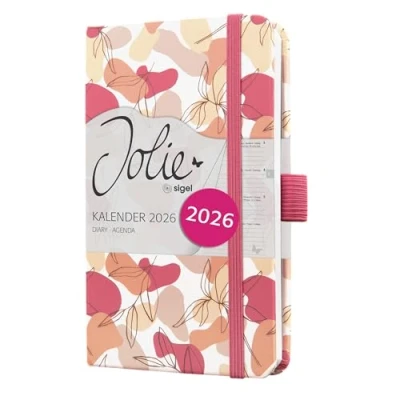 Abbildung von SIGEL J6358 Wochenkalender 2026 ca. A6, pink, Hardcover, Gummiband, Stiftschlaufe, Einstecktasche, 174 Seiten, vegan, aus nachhaltigem Papier, Terminplaner Kalenderbuch Jolie