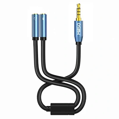 Abbildung von MillSO Combo Audio Adapter 3.5mm Y Splitter für PC Gaming Kophörer (2x3 Pole Buchse auf 1x4 Stecker) Klinke Headset Xbox One, PS4, Smartphones und Laptop
