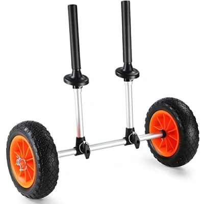 Abbildung von VEVOR Kajakwagen 252x670x605mm Kanuwagen bis 127kg belastbar Surfwagen Aluminiumlegierung 20cm Gummiräder 110 455mm Einstellbar Für Bootswagen Kajak Kanu Transportwagen Trolley Bootstrailer