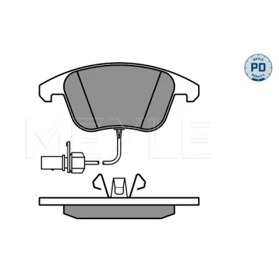Abbildung von MEYLE 025 247 0520/PD Bremsbelagsatz PD Quality Vorderachse inkl. Verschleißwarnkontakt mit Anti Quietsch Blech AUDI: A4 B8 Avant, A5 Coupe