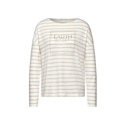 Abbildung von Street One Print Streifen Langarmshirt, Damen, Größe: 42, Beige