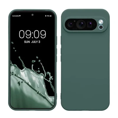 Abbildung von kwmobile Handyhülle kompatibel mit Google Pixel 9 Pro XL Hülle Handy Case aus weichem Silikon in Blaugrün