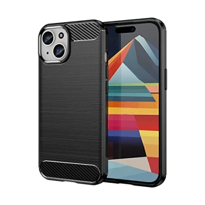 Abbildung von Max Power Digital Hülle für iPhone 15 Carbon Cover Schutzhülle Handyhülle Silikon Case Stoßfest Kratzfeste Schwarz Shock [Kabellose Aufladung Kompatibel] (iPhone 15)