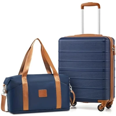 Abbildung von COOLIFE Kabinenkoffer 55x40x20cm und Kabinentasche 25L(45x36x20cm) Set für EastJet Fluggesellschaft Handgepäck Kabinengepäck Hartschlagenkoffer Leichtgewicht mit TSA Schloss Langlebig