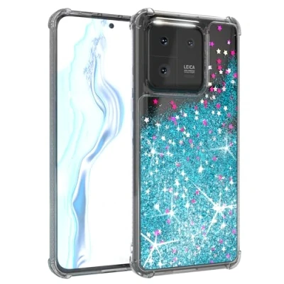 Abbildung von EAZY CASE Glitzer Hülle kompatibel mit Xiaomi 13 Pro Silikon Hülle, stoßfestes Abdeckung, Innenschutz, Displayschutz, Kameraschutz, Schocksichere Schutzhülle in Glitter Blau
