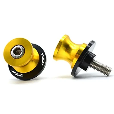 Abbildung von 2tlg M6 Alu Schwingenschutz Schwingenadapter Ständer Bobbins Spool Racingadapter Ständeraufnahme 6mm für YZF R1 R3 R6 R6S R25 R125 600R (Gold)