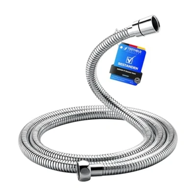 Abbildung von Ibergrif M20109 17 Duschschlauch 1,7 m, mit Verdrehschutz, Universal Brauseschlauch Knickschutz, Flexibler aus Edelstahl, Chrom