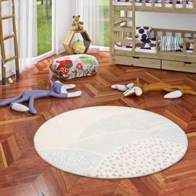 Abbildung von Pergamon Kinder Teppich Weich Kinderzimmer Softstar Kids Fantasy Rund Bunt Rosa in 3 Größen