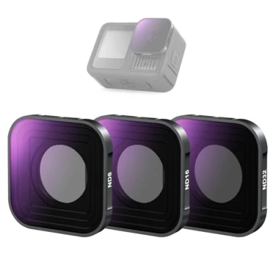 Abbildung von NEEWER ND Filter Set kompatibel mit GoPro Hero 13 12 11 10 9, 3er Pack, ND8+ND16+ND32, aufschraubbar, mehrfach beschichtetes HD Optikglas, Graufilter, Actionkamera Objektivfilter, Fotozubehör, FL GP13