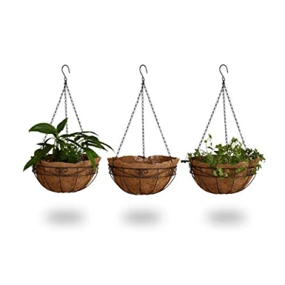 Abbildung von relaxdays Blumenampel 3 Körbe Kokos