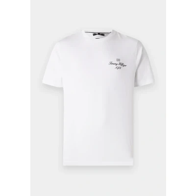 Abbildung von Tommy Hilfiger Outline FLAG Script TEE Unisex Tshirt print, Größe: XS, White