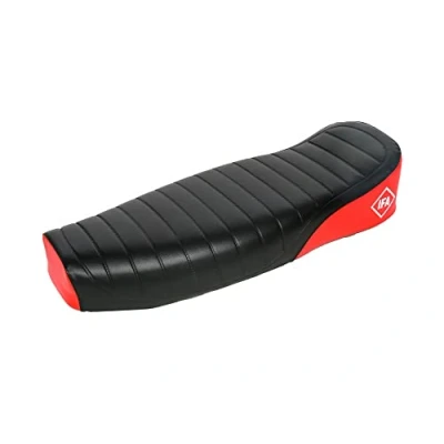 Abbildung von Simson Sitzbank strukturiert, schwarz/rot mit Schriftzug S50, S51, S70 Enduro