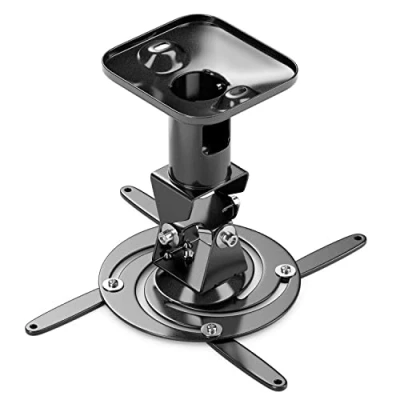 Abbildung von deleyCON Universal Beamer Projektor Deckenhalterung + 25 Neigbar 360 Schwenkbar bis 15Kg Deckenabstand 215mm Kabelführung Schwarz