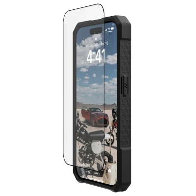 Abbildung von Apple iPhone 15 Pro Panzerglas UAG Shield Plus Screenprotector Displayschutz aus gehärtetem Glas für das