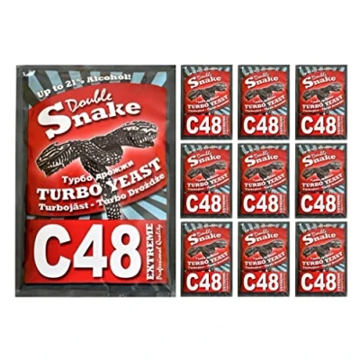 Abbildung von HUGBERT Turbohefe Double Snake C48 Vodka Alkohol Hefe Weinhefe 21%+GRATIS, 10 Stück