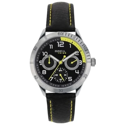 Abbildung von Breil Mate Herren Multifunktionsuhr mit Armband aus Stahl, in der Farbe: Silber/Blau roten Details auf Ziffernblatt, Gehäusedurchmesser: 37 mm, EW0618