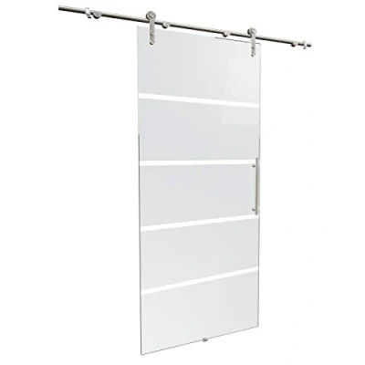 Abbildung von inova wohnen Glasschiebetür Dekor Blockstreifen (inkl. offener Laufschiene und Stabgriff in Edelstahl), 90 x 208 cm